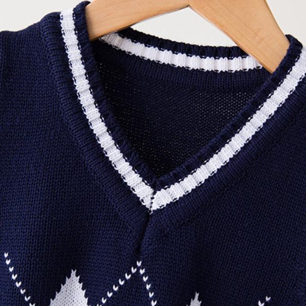 Жилет свитера 100% хлопок жилета OEM связанный тартаном элегантный для детей