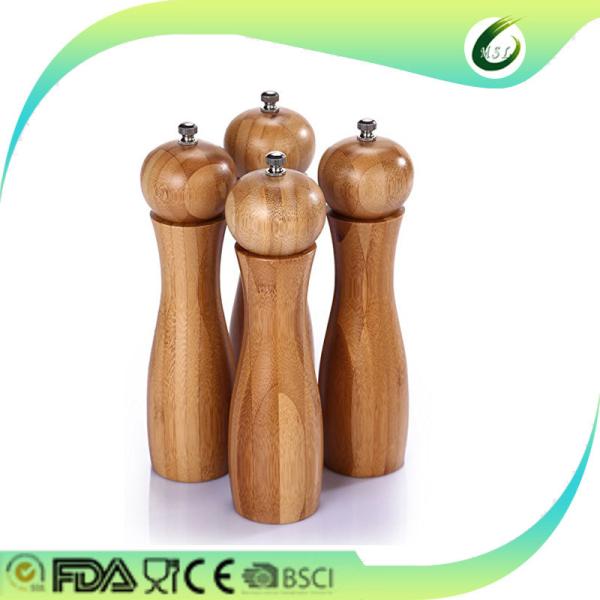 Durable Bamboo Salt And Pepper Grinders , Wooden Pepper Mill And Salt Shaker