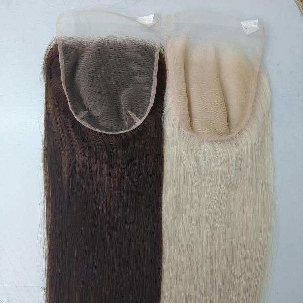 Ready Ship European 13A Grade Human Hair Extensions Mesh Integration System Colored Lace Closure 6x6 Sizes 100% Transparent