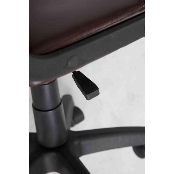 Dark Brown Leather Office Chair , Middle Back Executive Computer Chair With Nylon Armrest