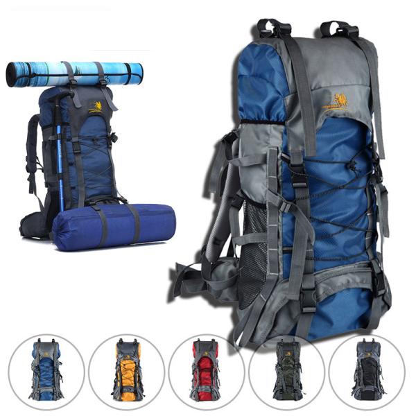 Blue 60L Waterproof Camping Backpack BSCI Mountain Climbing Backpack