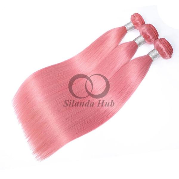 Pink Straight Remy Human Hair Bundles Sew In Weave Bundles Brazilian Bundle Deals