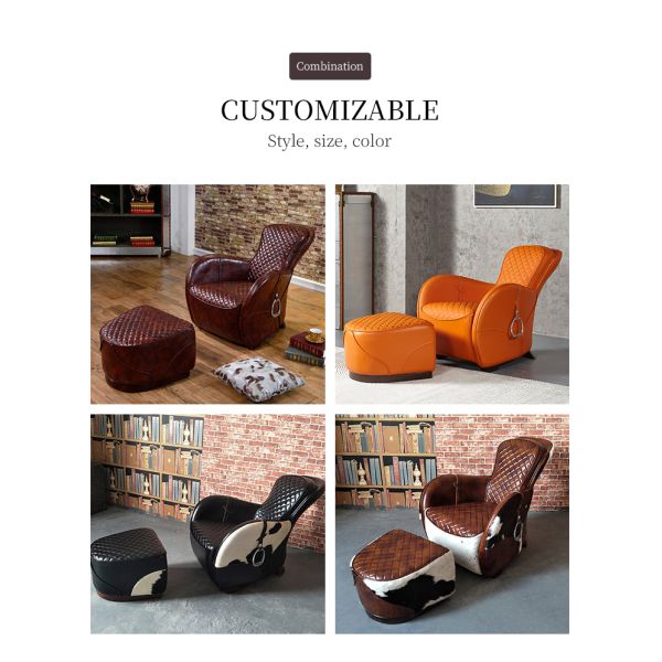 Nidea #8810 Aviator Retro Industrial Chaise Lounge Chair with Cooling Feature for Living Room Bedroom Home Furniture