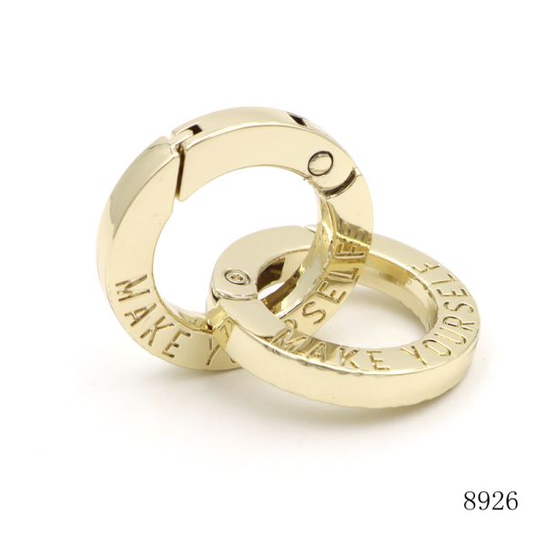 Gold Filled Round Spring Clasp 19.6mm Spring Flat O Ring Carabiner Open for