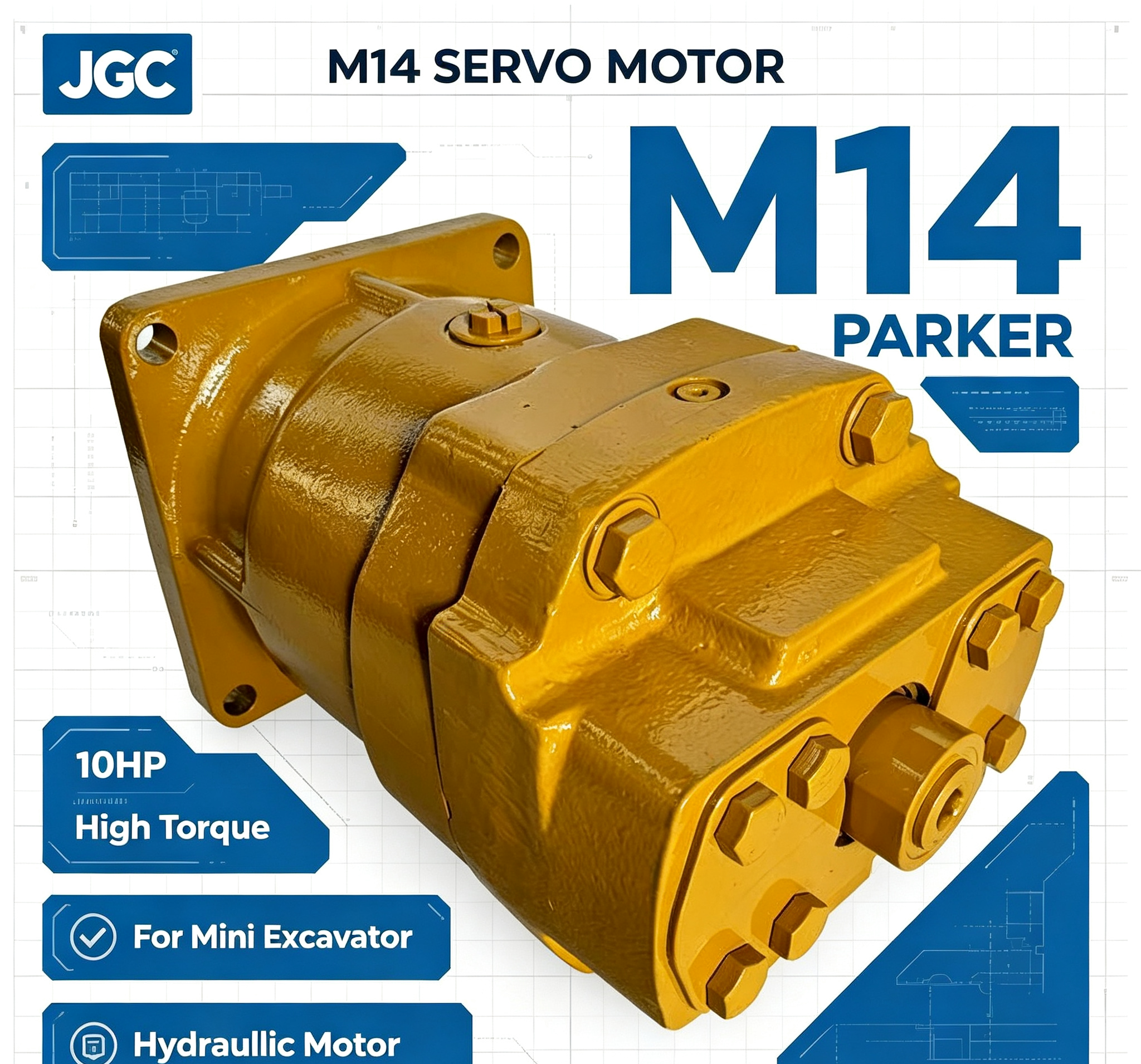 M14 parker Servo Motor 10hp High Torque Hydraulic Motor for Mini Excavator