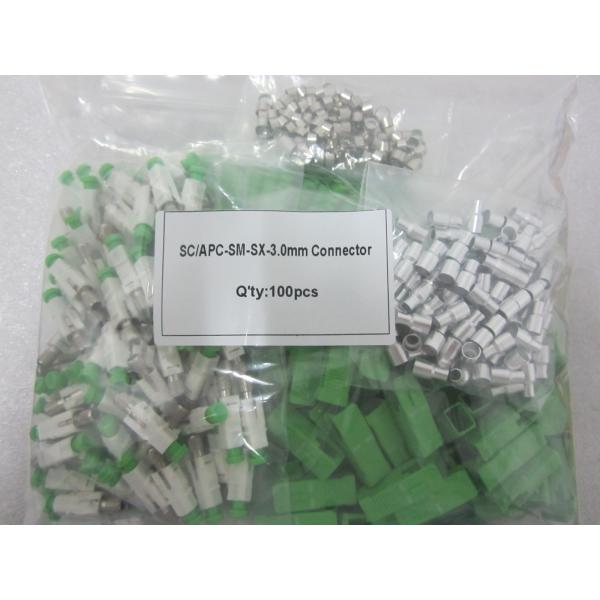Green PC Fiber Patch Cord Connectors 0.9mm 2.0mm 3.0mm , SC APC Connector