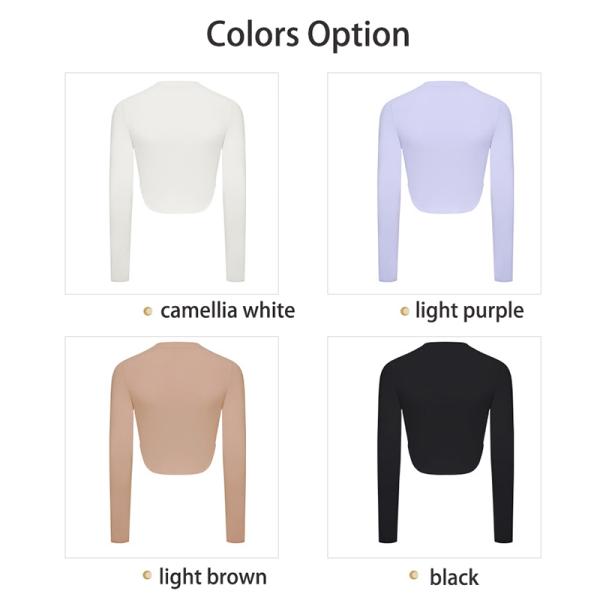 Sexy Split Ladies Yoga Tops Workout Women Long Sleeve Shirts With Removable Pad