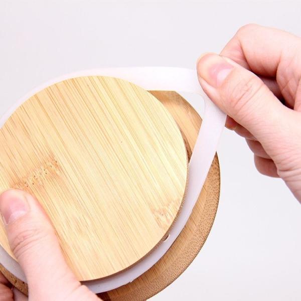Boca Larga Mason Jar Can de cerveja de vidro de 70 mm tampas de bambu com buraco de palha