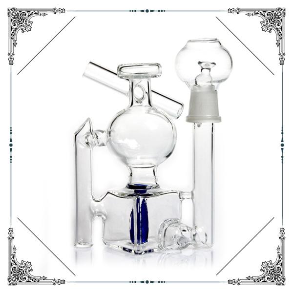 Mini Glass Recycler Square Base Oil Dab Rig Bongs Splits Percs Smoking Water Pipe Bongs