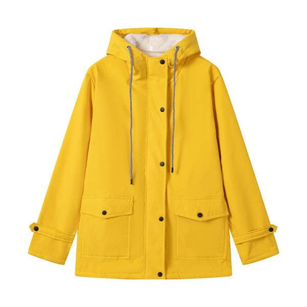 Faux-Sherpa Lined Wind-Resistant Hooded Parka in Sunflower Yellow Winter Jacket