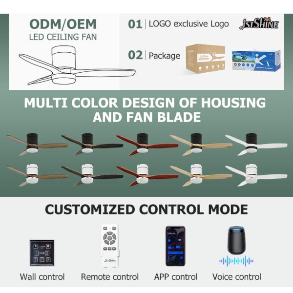 Customizado 42 polegadas ventilador de teto com luz 1stshine Solid Wood Blades OEM