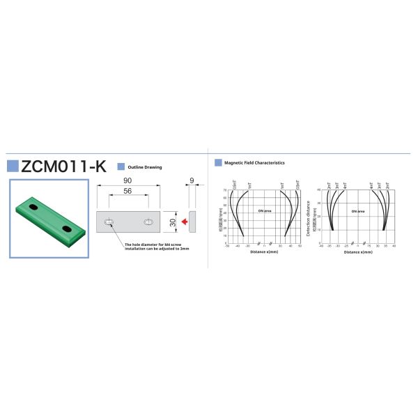 M4 Screw Mounting Magnetic Proximity Sensor Magnet with Adjustable Left and Right 3mm Hole