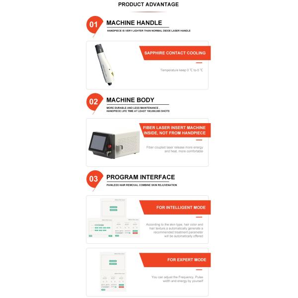 Máquina de depilación de fibra láser multifunción sin dolor 808nm