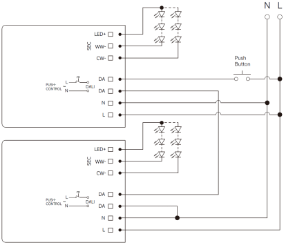 36W NFC programmable DALI DT8 LED driver constant current 500ma to 1100ma output