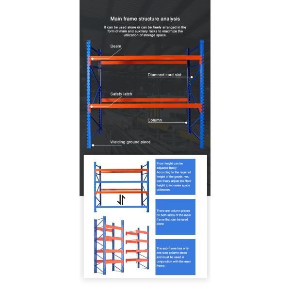 Heavy-Duty Steel Pallet Racking System, 5000kg Load Capacity, Adjustable Stackable Design | For Warehouse Storage