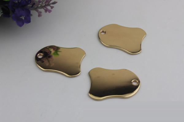 Handbag 35*27 mm light gold zinc alloy metal logo label tags with nickel free