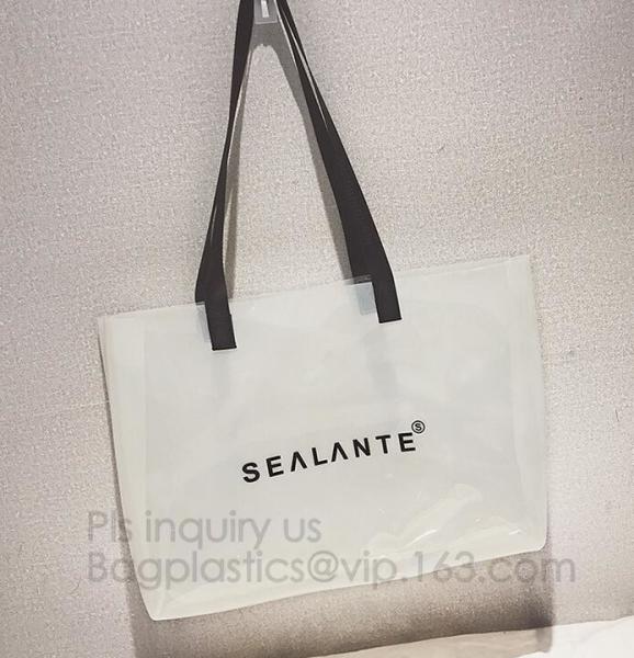 Semi-clear Tote Bags Stripe PVC Shoulder Bag with Pouch, PVC PU Trendy Handbag Shoulder Bag Beach Bag, PVC shoulder bag