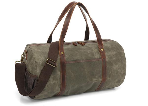 Waxed Canvas Genuine Leather Waterproof Overnight Bag Weekender Duffel Bags