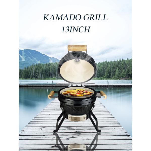 KIMSTONE Red Small  Egg Shaped  Indoor Charcoal Ceramic Table  Bbq Griller ,stainless Steel Table Kamado