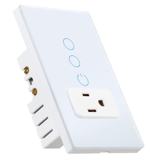 Glass Touch Wifi Smart Socket Switch 2.4GHz 2 Gang WiFi Socket For Smart Home Control
