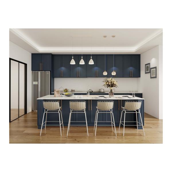 Wall Mounted Unit Eco-Friendly Navy Blue Kitchen Cabinet Melamine Board Construction