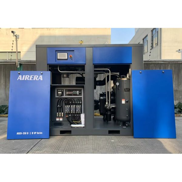 AGCD-250D II B VP Screw Air Compressor, Specifically Designed for Factory Energy-Saving Retrofits; Two-Stage Compression Saves 30%+ on Electricity Costs