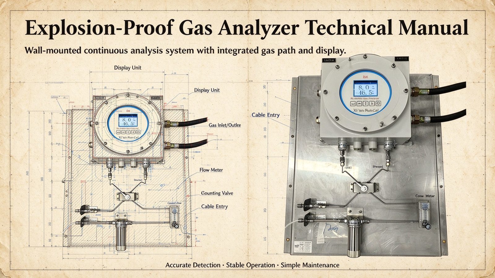 Explosion Proof Multi Gas Analyzer O2 CO CO2 CH4 CnHm H2S H2 NH3 Tester