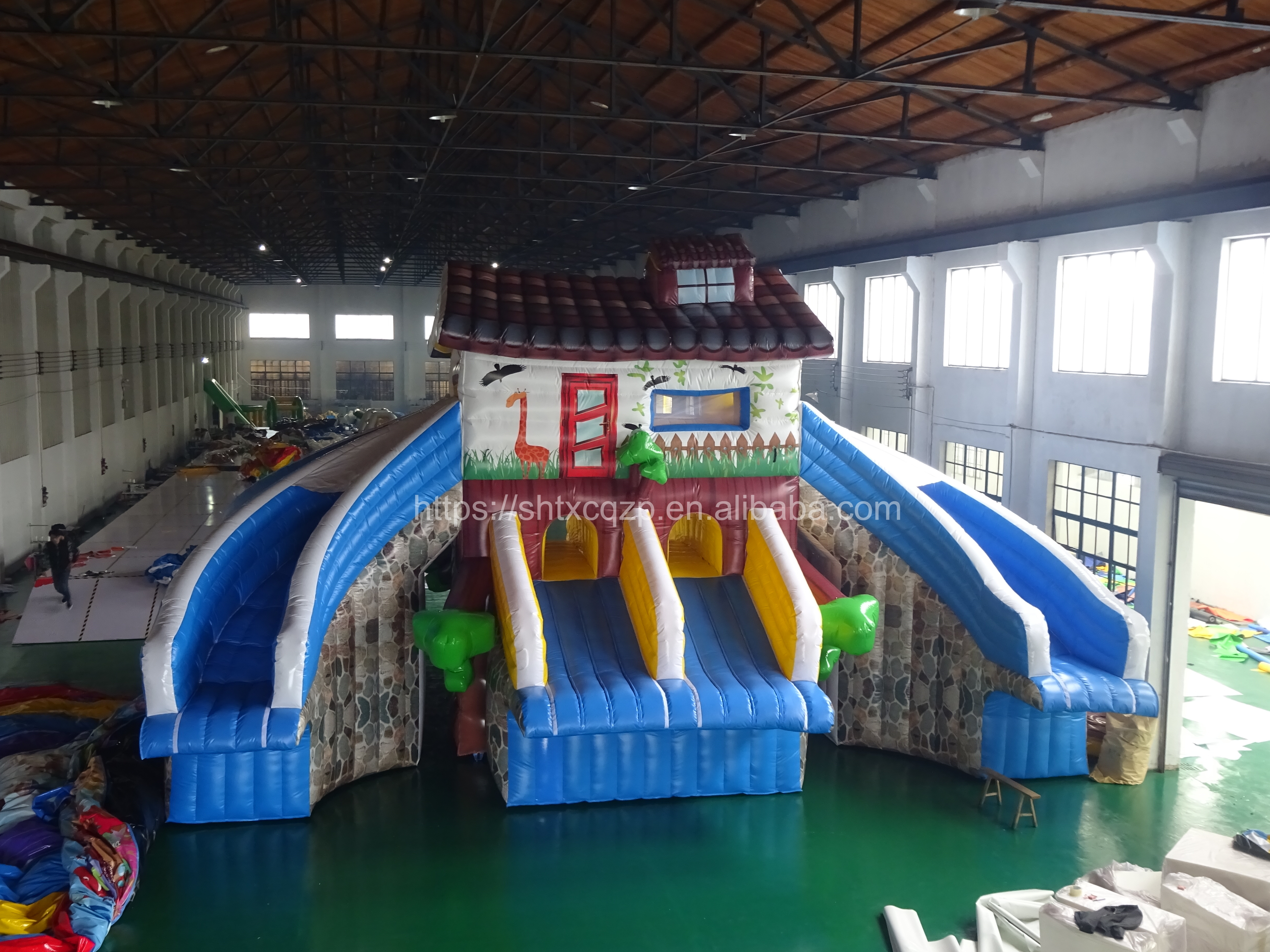 Factory Price Inflatable Custom Land Water Park High Quality PV Inflatable Water Slide with Swimming Pool Water Play Equipment