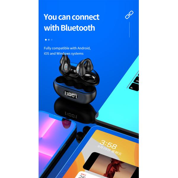 Waterproof Standard IPX-6 TWS BT 5.3 Earphone Touch Control and Battery Indicator Digital Display for LED Wireless Headphone