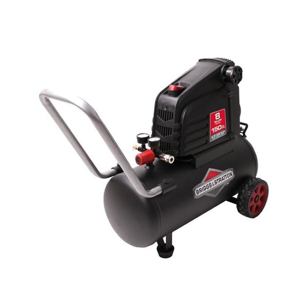 Iron Chrome Briggs Stratton Compressor 8 Gallon 30 Liters 1.5 HP 150 Psi