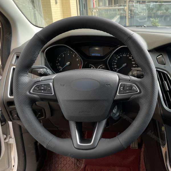 Custom Hand Stitching PU Leather Steering Wheel Cover for Ford Focus Kuga C-MAX Ecosport Escape 2015 2016 2017 2018 2019 2020