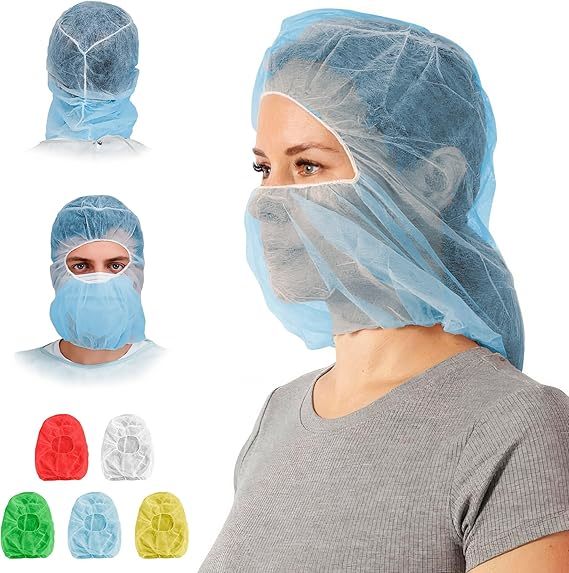 Polypropylene Bouffant Hood Cap Disposable Catering Bonnets Full Face Hair Net Beard Cover Combo Disposable Hood Caps