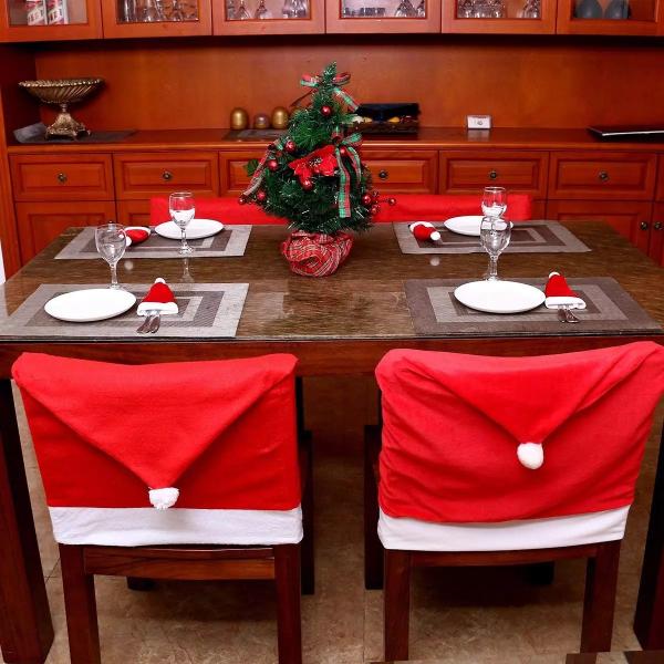 Santa Claus Hat Chair Covers 60*50cm Dinner Chair Back Covers