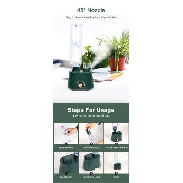 Silent USB Mini Portable H2O Water Bottle Spray Air Humidifier for Home Office Desktop