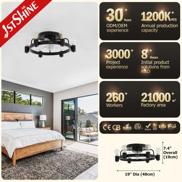 Fácil industrial do quarto instalar o fã de teto nivelado da montagem com luz
