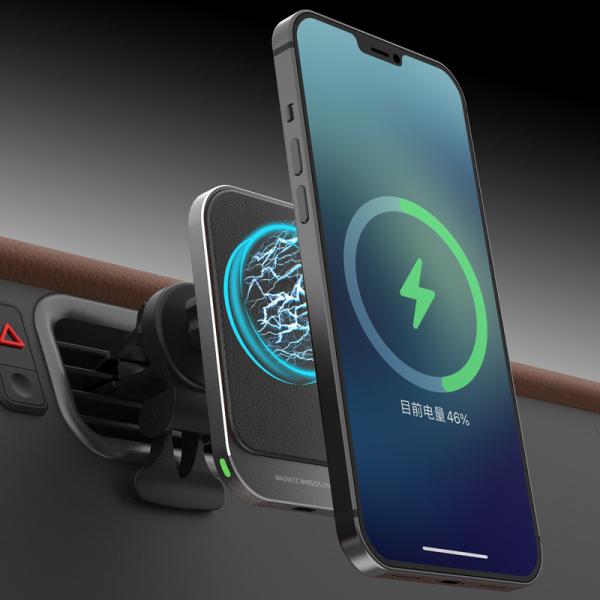 7.5W Qi Wireless Magsafe Charger 5V PU Leather For Iphone 12 Pro Max