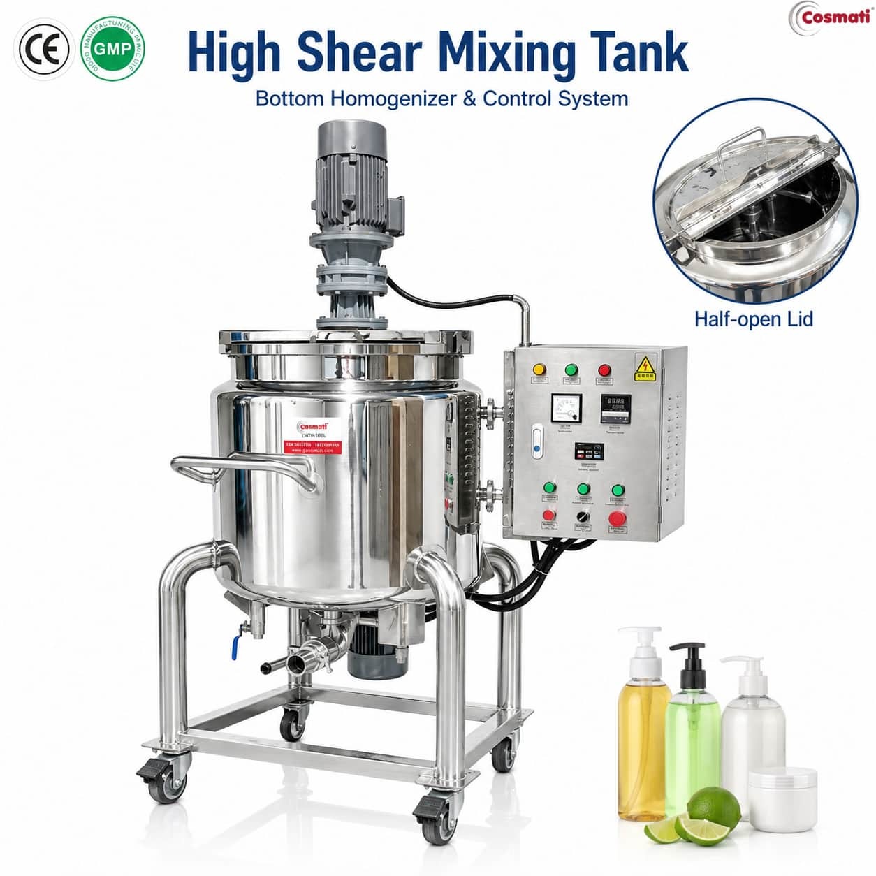 Stainless Steel Double Jacket Mixing Tank 50L 100L 200L Shampoo Liquid Soap Mixer