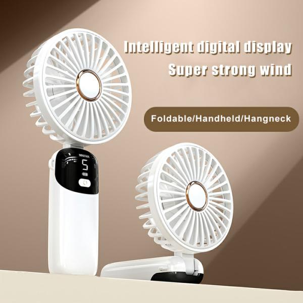 Portable Handheld Mini Fan Rechargeable Foldable Fan Power Display Mini Fan Cooling for Indoor Outdoor Travel Camping