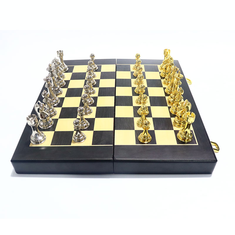 Zinc Alloy Foldable Metal Chess Set with Customizable Logo for Chess Game Competition