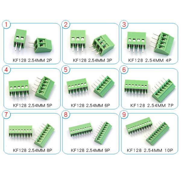 2.54mm Pitch PCB Mounted Screw Terminal Blocks 300V 10A