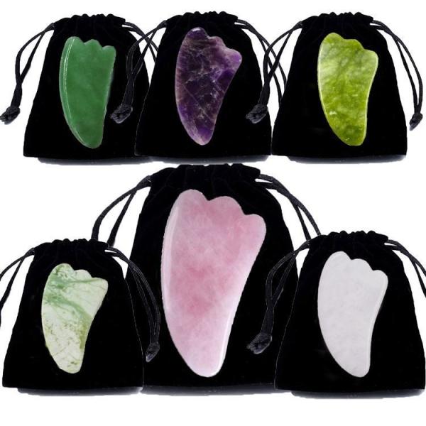 Engrave Logo Natural Pink Stone Real Rose Quartz Facial GuaSha for Facial Massage