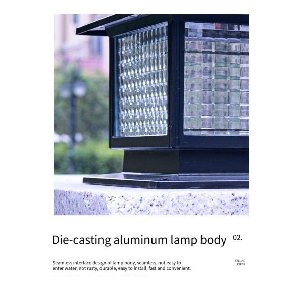 Outdoor Modern Solar LED Pillar Lamp for Courtyard Park Lighting Input Voltage V 3.7V