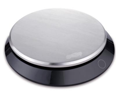 5KG/1G High Accuracy Digital Kitchen Scale with Round Tray Silver and Black Fingerprint Resistant AAA Battery Powered