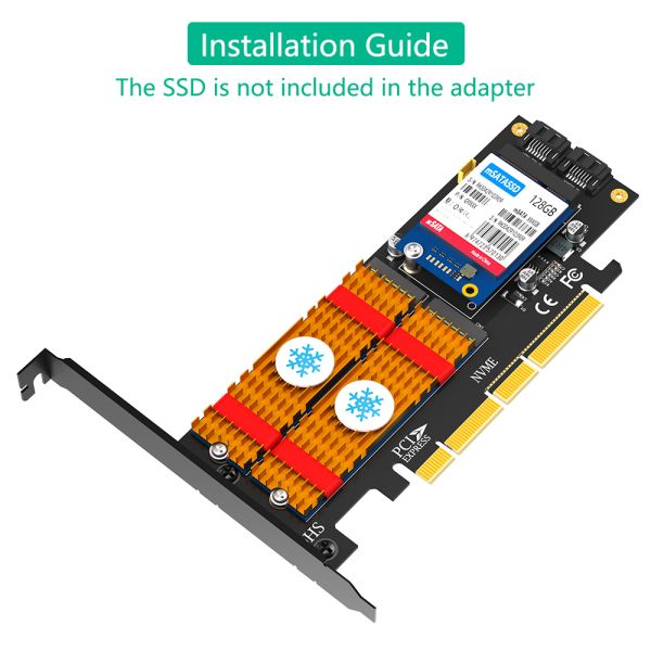 Upgrade Version 3 in 1 PCI-E SSD Adapter Supports PCIE M.2 SSD SATA-based M.2 SSD and mSATA