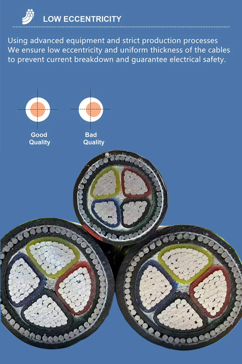 90mm 240mm2 500mm2 Aluminium Armoured Multi Core XLPE Insulation Low Voltage Swa Underground Electric Cable
