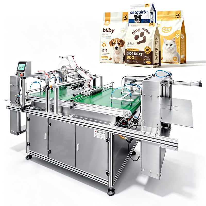 High Quality Full Automatic Flat Labeling Machine Cat Dog Food Bag Labeling Machine