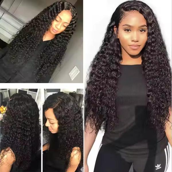 Deep Wave 360 HD Lace Front Human Hair Wig Brazilian Curly Preplucked Wig
