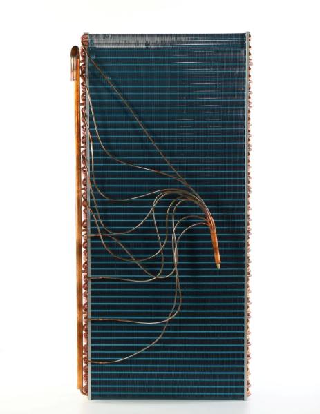 Customized Copper Evaporator Coil Heat Exchanger with 1.4~2.0mm Fin Space and 21*12.7mm Hole Pitch