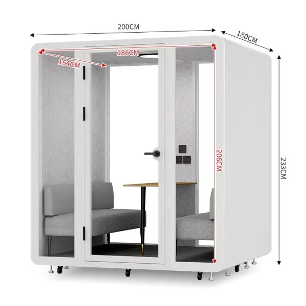 4 Person Meeting Pod with STC35dB Acoustic Performance and L200×W180×H233cm External Size for Office Privacy Booth