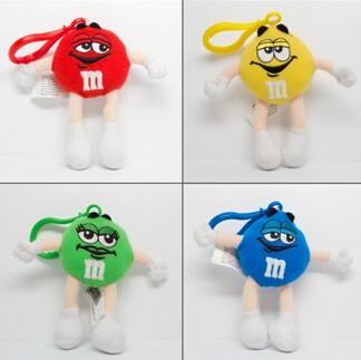 Cute Blue M&M Character Stuffed Toy Keychain , Polyester Material